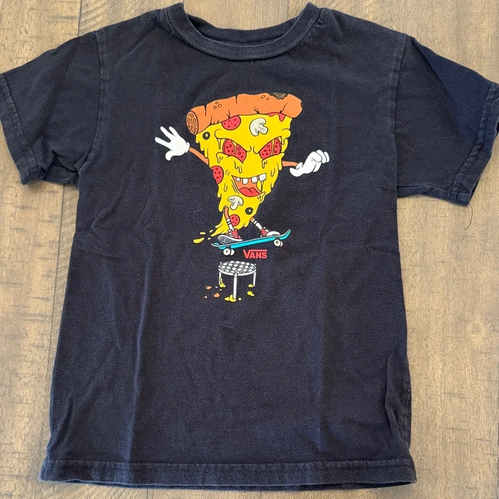 Vans Kids Black Tee with Pizza Skateboard Graphic - Picture 1 of 3